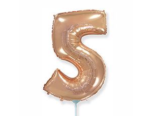 Шар (16"/41 см) Цифра 5, розовое золото, 1 шт.