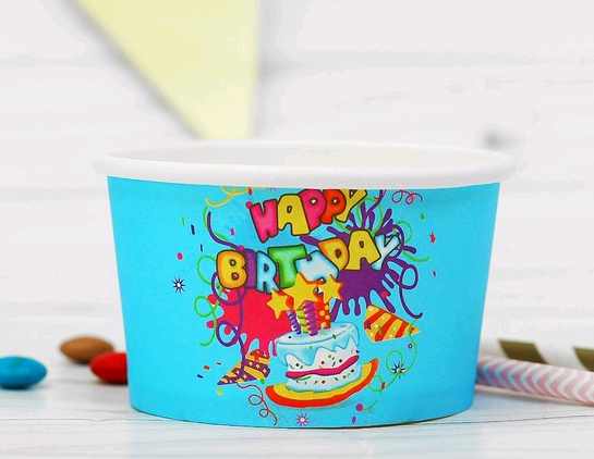 Креманка для десерта бумажная (200мл), Happy Birthday, набор 10 шт.