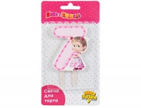 7 Свеча -цифра "7" Маша Сердца, 1 шт.