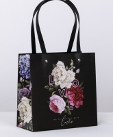 Пакет подарочный (20*20*10см), С цветами, 1 шт.