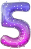 Шар (34''/86см) Цифра, 5 Сияющий космос, Сиреневый, Градиент, 1 шт. в упак.