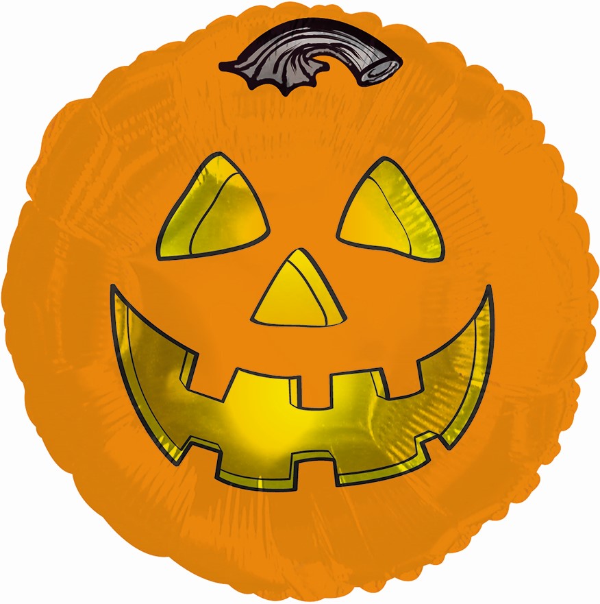 Шар (18''/46см) Круг, Тыква на Хэллоуин, Оранжевый, 1 шт.