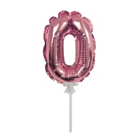 Шар (7"/18см) Цифра, 0, Rose Gold, самодув, фольга, 1шт.