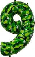 Шар (34''/86 см) Цифра, 9, Камуфляж, 1 шт. в упак.
