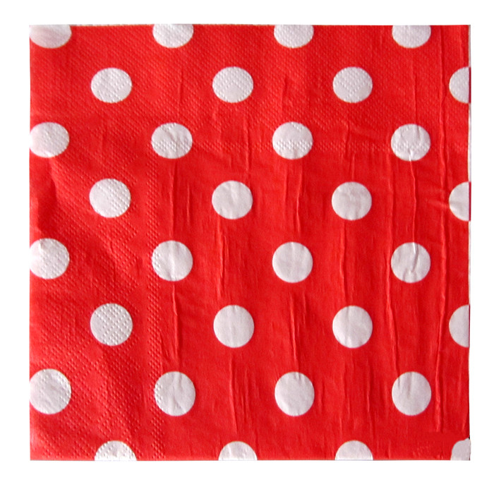 Салфетки (33*33см), "Горох. Белый на красном ", 12 шт. 