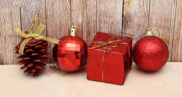 Набор красных новогодних украшений (5см), "Снеговичок", 16 шт.