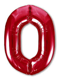 Шар (40''/102 см) Цифра, 0 Slim, Красный, 1 шт. в упак.