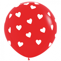 Шар (36''/91см) Классические сердца, красный (015), 5 ст. рис., пастель, 1 шт.