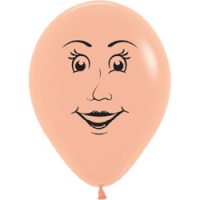 Шар (12"/30см) Лицо женское, Персик (060), пастель, 1 ст, 100 шт.
