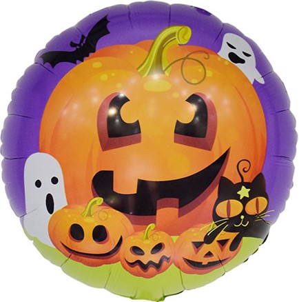 Шар (18''/46см) Круг, Тыквы на Хэллоуин, 1 шт.