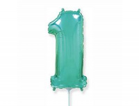 Шар (16"/41 см) Цифра 1, тиффани, 1 шт.