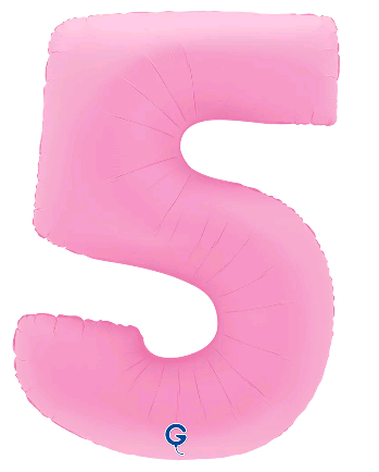 Шар (40''/102см) Цифра, "5", Розовая Сакура, Матовый, 1 шт. в уп.