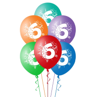 Шар (12"/30 см) Цифра 6, ассорти, 5 шт.