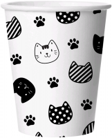 Стаканы (250 мл) Хэппи Мяу, Котики, Черный/Белый, 6 шт.