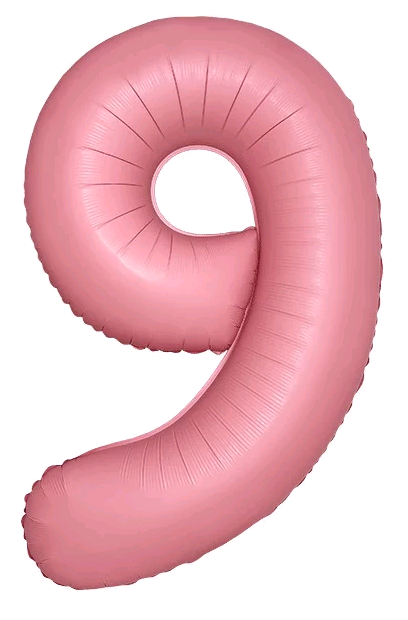 Шар (40''/102см) Цифра, 9 Slim, Светло-розовый, Макарунс, 1 шт. в уп.