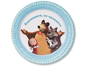Тарелки бумажные (23см), Маша и Медведь Ромашки, 6 шт.