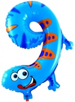 Шар с клапаном (16''/41см) Цифра, 9 Ящерица, 1 шт.