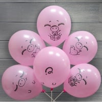 Шар (12''/30см) Забавные свинки, Розовый, пастель, 2 ст, 100 шт.