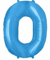 Шар (16"/41см) Цифра, "0", цвет синий, 1шт.