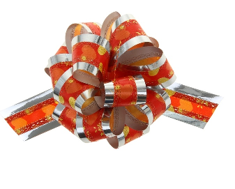 Бант-шар (3,2см), Воздушные сердца на красном, Серебро,1 шт.