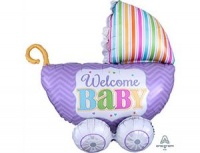 1207-4037_m1 Шар (32''/81см) Фигура, Коляска WELCOME BABY, 1 шт.