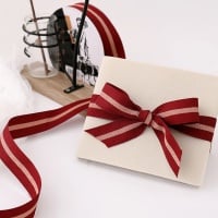 Лента декоративная (26мм*18,3м), С полосой, Бордовая, 1 шт.