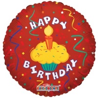 Шар (18"/45см) Круг, С Днем Рождения Праздничный торт, 1 шт.