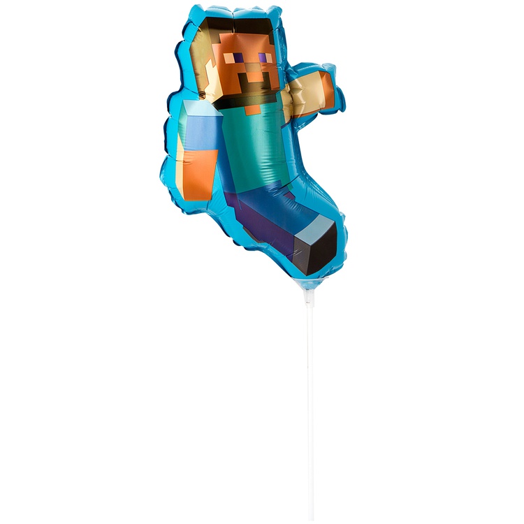 Шар (16"/41см) Мини-фигура, Человек Пиксельный, Синий, 1 шт.
