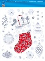 Наклейка оформительская, "Новогодние игрушки", 1 шт.