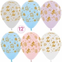 Шар (12''/30см) Зверята и сладости, Ассорти, пастель, 5 ст, 50 шт.