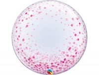 Шар (24"/61см) BUBBLE DECO, Конфетти розовое, 1 шт.