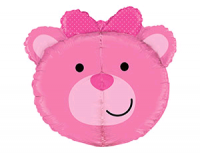 Безымянный Шар (27"/68 см) Фигура, Голова Медвежонка девочки, 1 шт.