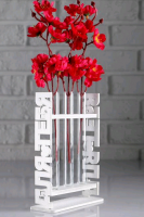 Кашпо деревянное с 3 колбами (12,7*4,8*17,2см), Для тебя, белое, 1 шт.