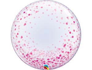 Шар (24"/61см) BUBBLE DECO, Конфетти розовое, 1 шт.