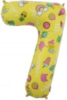 Шар (34''/86 см) Цифра, 7, Веселые картинки, Желтый, в упаковке 1 шт.