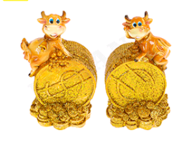 Статуэтка (7*11,5см), Бык с золотой монетой, Микс, 1 шт.