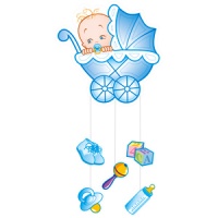 Подвеска (75*40см), "С Днем Рождения Малыш", голубая, 1 шт.