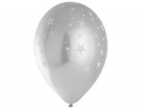 Шар (14"/35см) Звезды, Silver, хром, 25 шт.