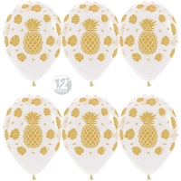 Шар (12''/30см) Ананас и листья, Прозрачный (390), кристалл, 5 ст, 50шт.