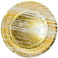 Тарелки (9''/23 см) Структура дерева, Золото/Белый, 6 шт.