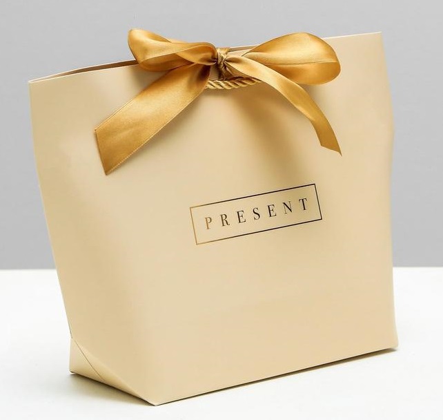 Пакет Present (28*20*9 см), бежевый, 1 шт.
