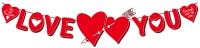 Гирлянда (300 см), Love You (влюбленные сердца), Красный, 1 шт.
