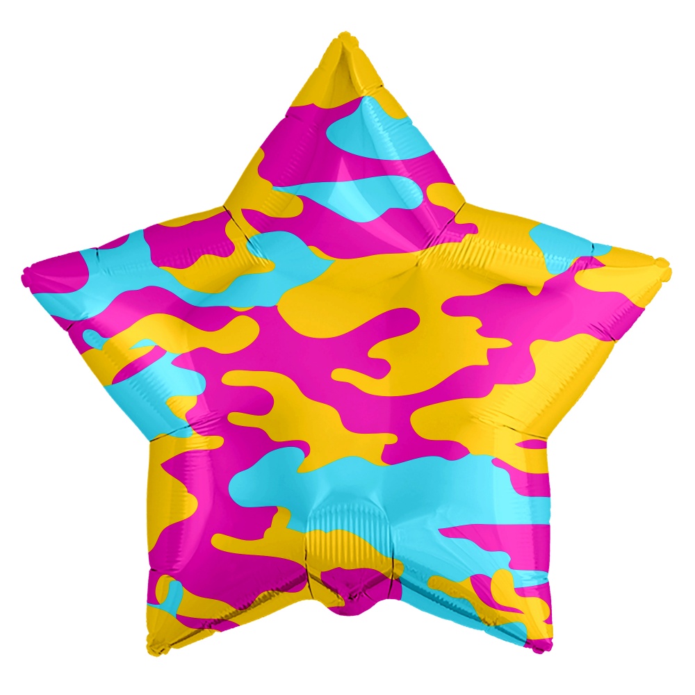 Шар (18''/46 см) Звезда, Камуфляж, Яркий, 1 шт.