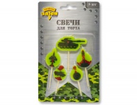 1501-4814_m1 Свечи для торта (8 см), Камуфляж на пиках, 5 шт.