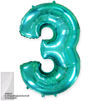 Шар (32''/81 см) Цифра, 3, Тиффани, 1 шт. в упак.