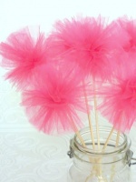 Помпоны из фатина (3,5см), ярко-розовый, 1 шт.