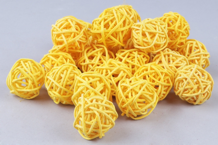 Шары из ротанга (3см), желтые, 1 шт.