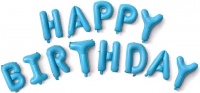 Шар (16''/41 см) Надпись "Happy Birthday", Голубой, 1 шт.