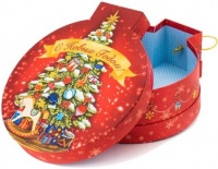 Коробка подарочная (20*18*7см), С Новым Годом! (нарядная елочка), Красная, 1 шт.