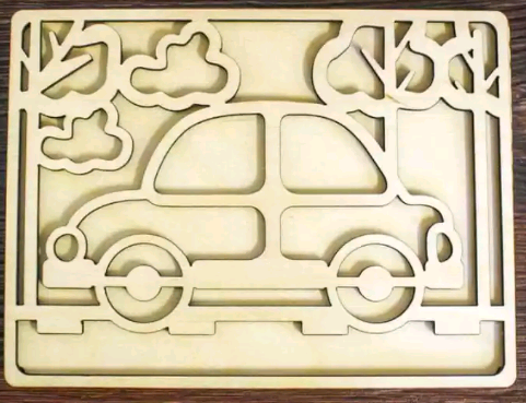 Заготовка для творчества.Рамка для пластилина "Машина" (19*15*0,6) Фанера 3мм, неокраш.,1 шт.